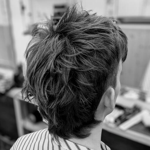 An image of someone with a choppy mullet